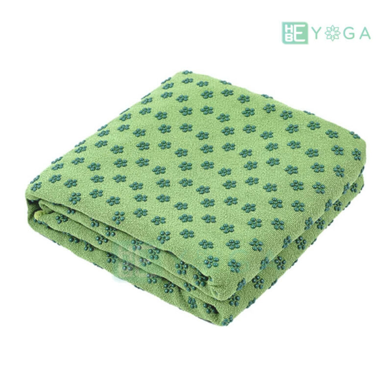 Khăn trải thảm yoga Silicon hoa mai màu xanh lá 1